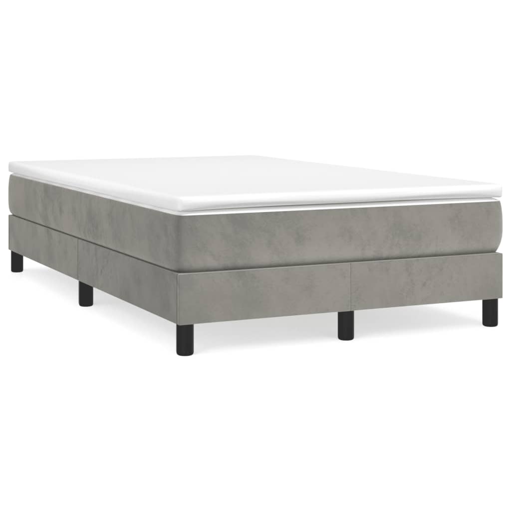 vidaXL Κρεβάτι Boxspring με Στρώμα Ανοιχτό Γκρι 120x190 εκ. Βελούδινο
