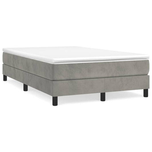 vidaXL Κρεβάτι Boxspring με Στρώμα Ανοιχτό Γκρι 120x190 εκ. Βελούδινο