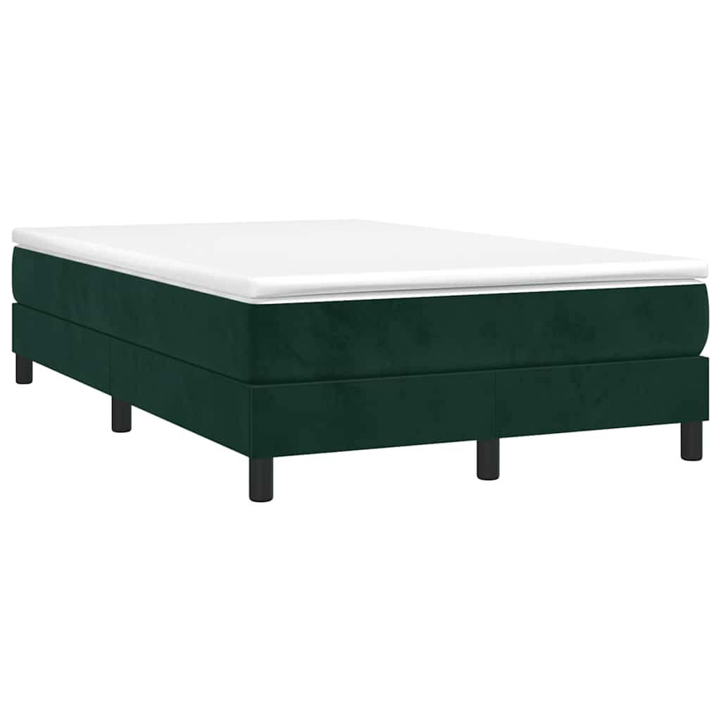 vidaXL Κρεβάτι Boxspring με Στρώμα Σκούρο Πράσινο 120x190εκ. Βελούδινο