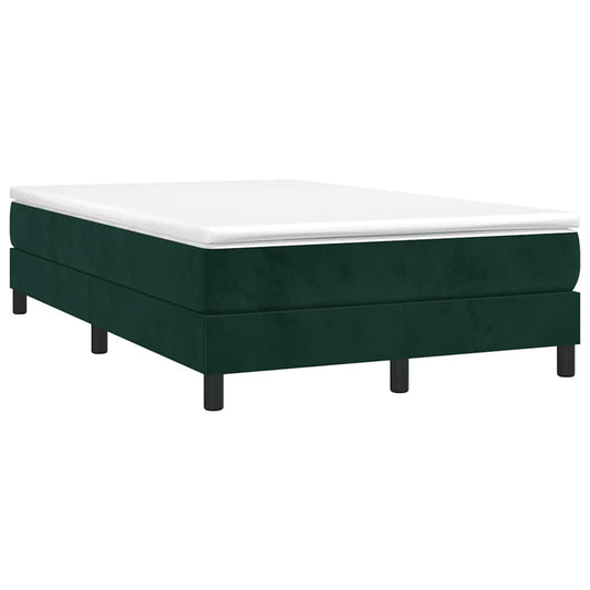 vidaXL Κρεβάτι Boxspring με Στρώμα Σκούρο Πράσινο 120x190εκ. Βελούδινο