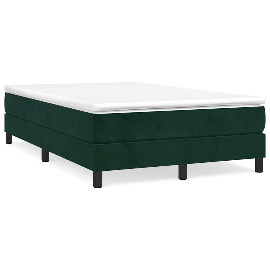 vidaXL Κρεβάτι Boxspring με Στρώμα Σκούρο Πράσινο 120x190εκ. Βελούδινο