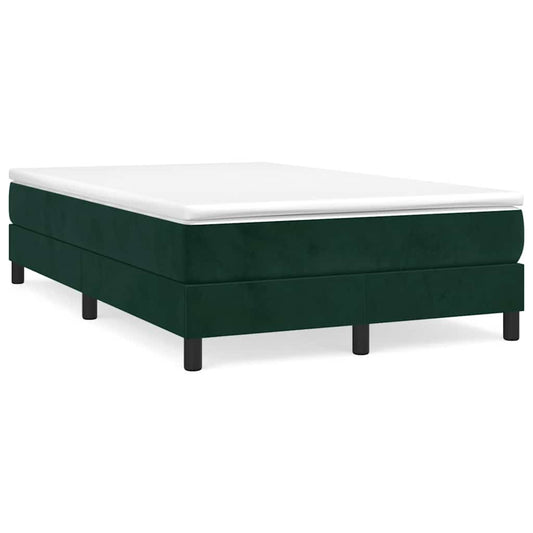 vidaXL Κρεβάτι Boxspring με Στρώμα Σκούρο Πράσινο 120x190εκ. Βελούδινο