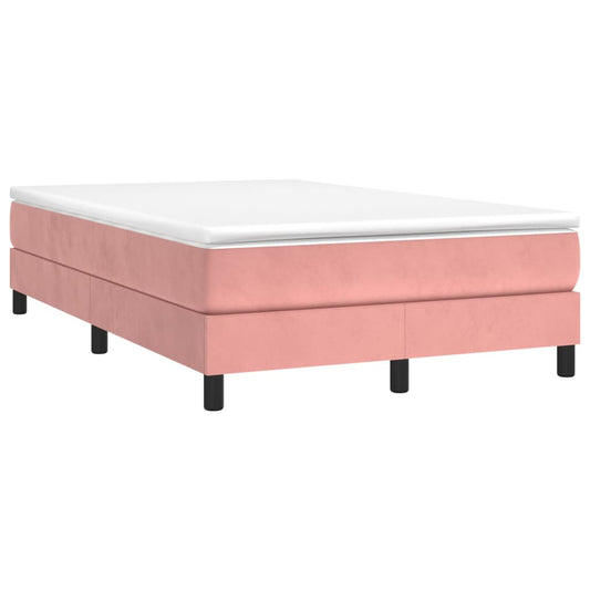 vidaXL Κρεβάτι Boxspring με Στρώμα Ροζ 120x190 εκ. Βελούδινο
