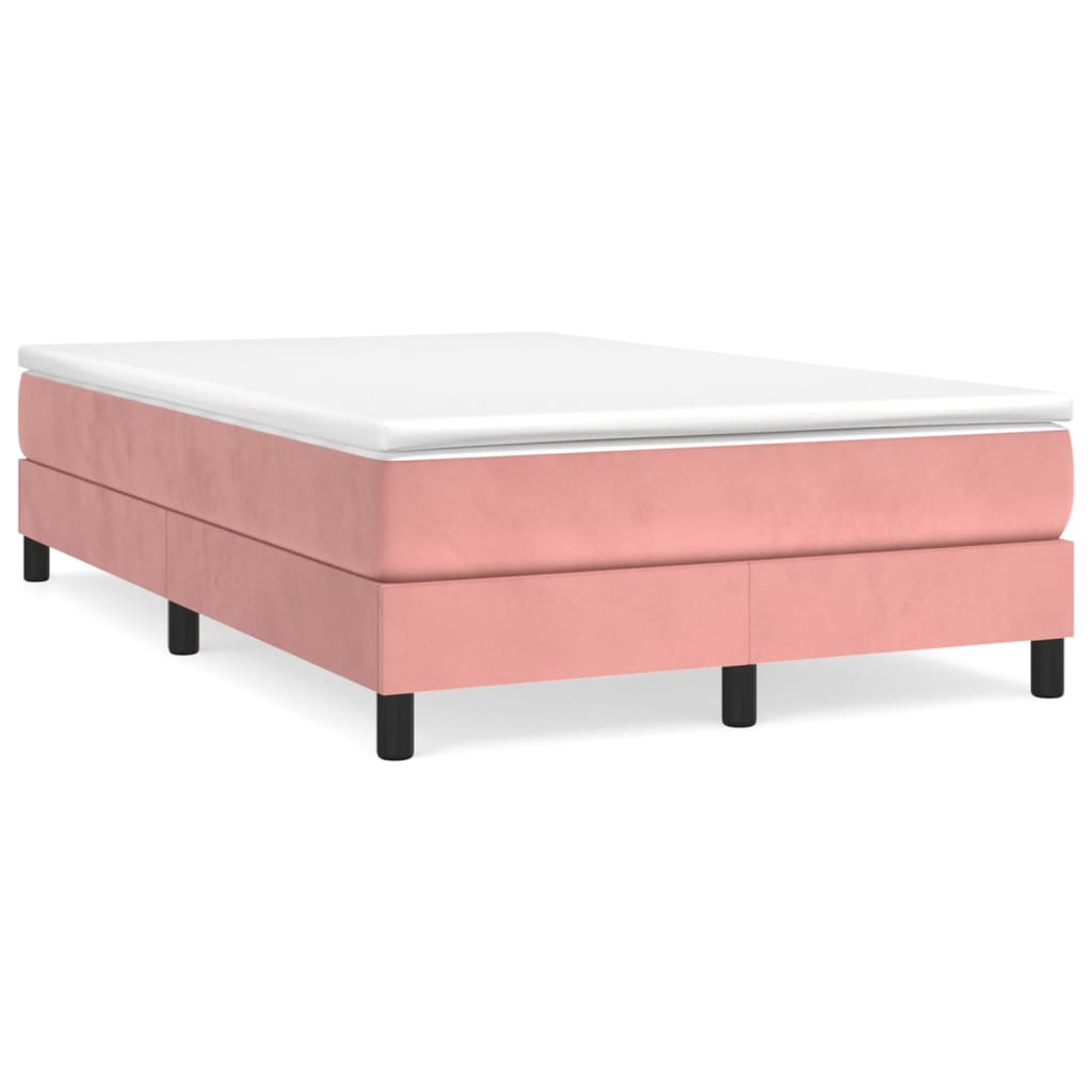 vidaXL Κρεβάτι Boxspring με Στρώμα Ροζ 120x190 εκ. Βελούδινο