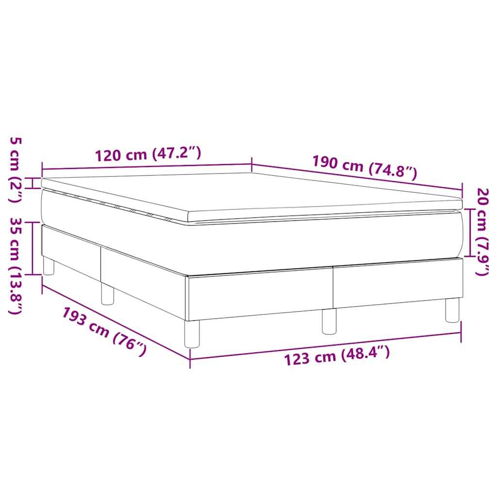 vidaXL Κρεβάτι Boxspring με Στρώμα Κρεμ 120x190 εκ. Υφασμάτινο