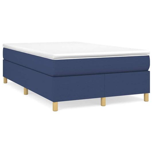 vidaXL Κρεβάτι Boxspring με Στρώμα Μπλε 120x190 εκ. Υφασμάτινο