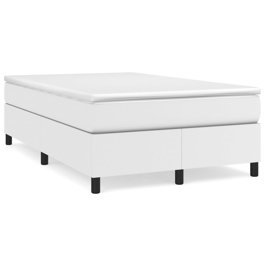 vidaXL Κρεβάτι Boxspring με Στρώμα Λευκό 120x190εκ.από Συνθετικό Δέρμα