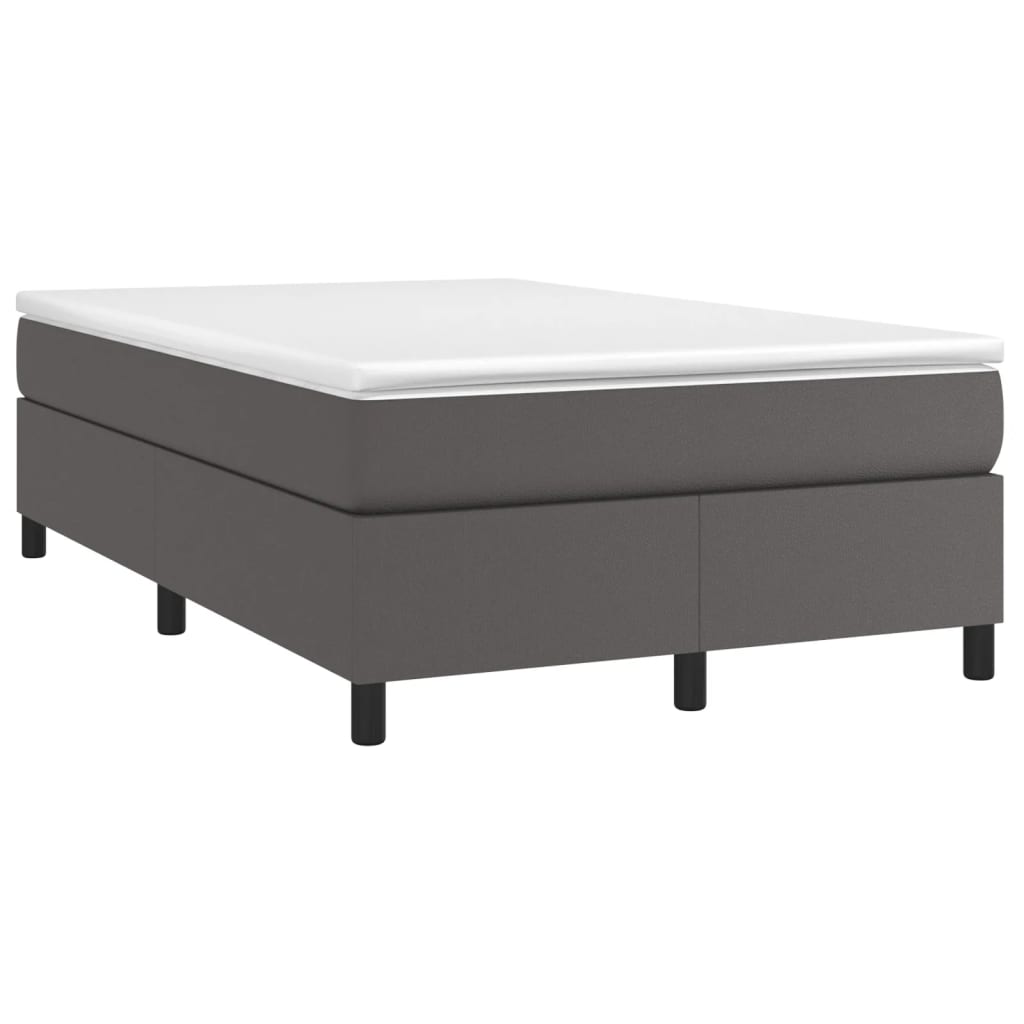 vidaXL Κρεβάτι Boxspring με Στρώμα Γκρι 120x190εκ. από Συνθετικό Δέρμα