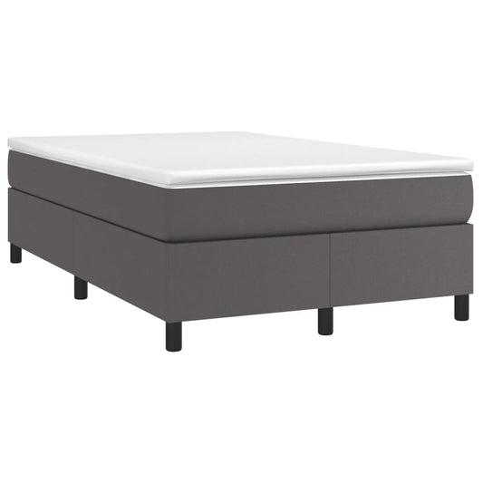 vidaXL Κρεβάτι Boxspring με Στρώμα Γκρι 120x190εκ. από Συνθετικό Δέρμα