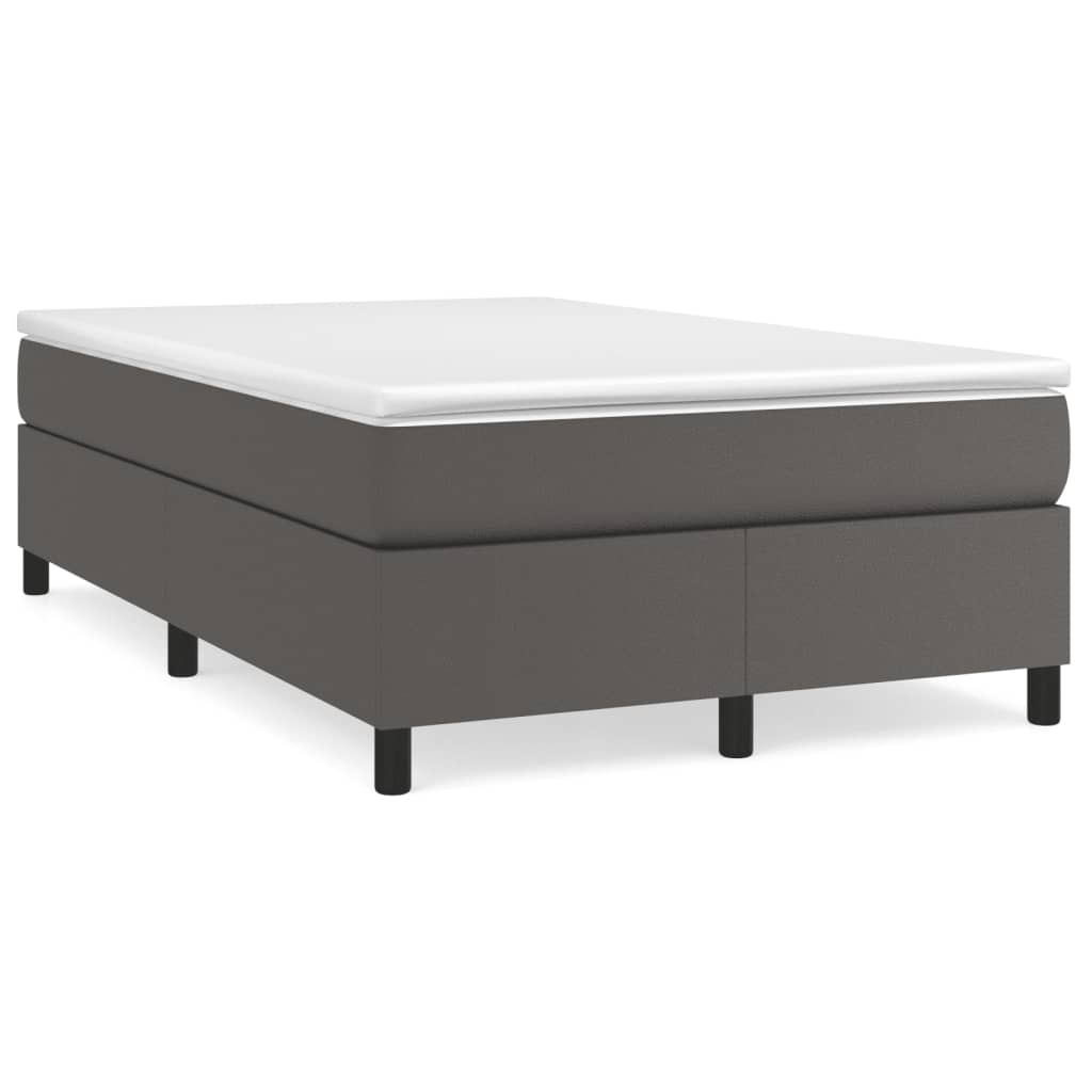 vidaXL Κρεβάτι Boxspring με Στρώμα Γκρι 120x190εκ. από Συνθετικό Δέρμα