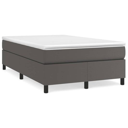 vidaXL Κρεβάτι Boxspring με Στρώμα Γκρι 120x190εκ. από Συνθετικό Δέρμα