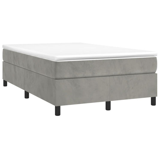 vidaXL Κρεβάτι Boxspring με Στρώμα Ανοιχτό Γκρι 120x190 εκ. Βελούδινο