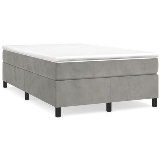 vidaXL Κρεβάτι Boxspring με Στρώμα Ανοιχτό Γκρι 120x190 εκ. Βελούδινο