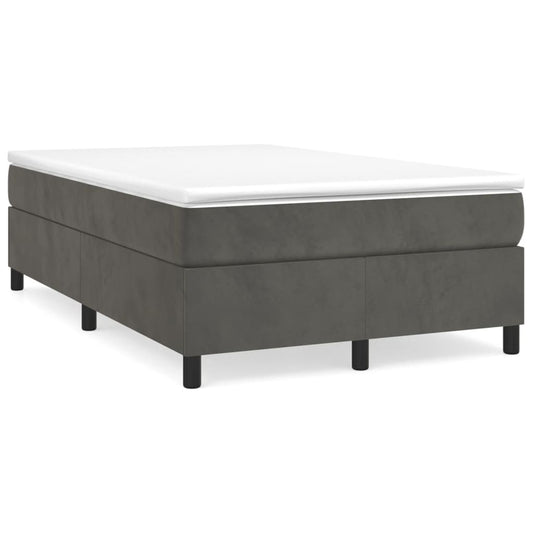 vidaXL Κρεβάτι Boxspring με Στρώμα Σκούρο Γκρι 120x190 εκ. Βελούδινο