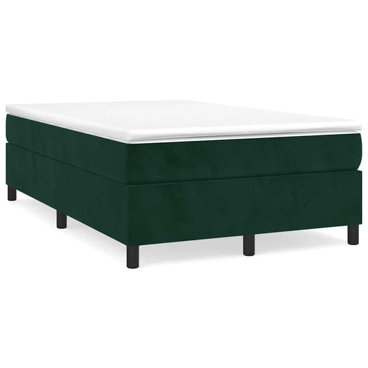 vidaXL Κρεβάτι Boxspring με Στρώμα Σκούρο Πράσινο 120x190εκ. Βελούδινο