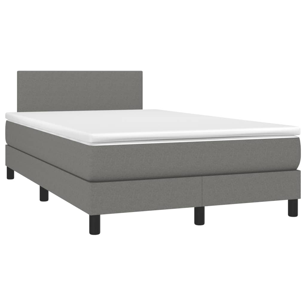 vidaXL Κρεβάτι Boxspring με Στρώμα Σκούρο Γκρι 120x190 εκ Υφασμάτινο