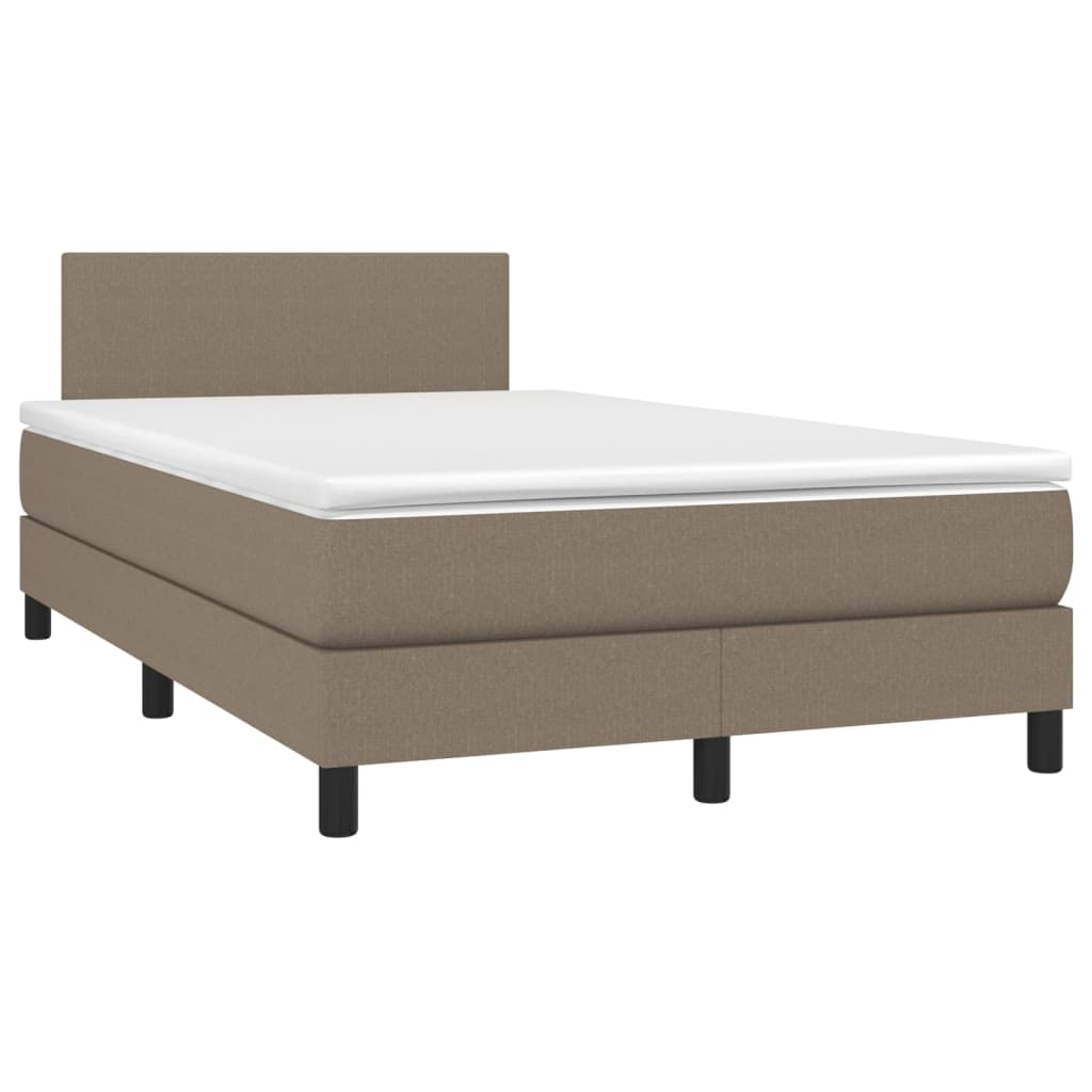 vidaXL Κρεβάτι Boxspring με Στρώμα Taupe 120x190 εκ. Υφασμάτινο