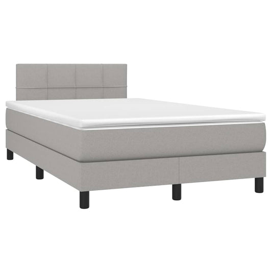 vidaXL Κρεβάτι Boxspring με Στρώμα Ανοιχτό Γκρι 120x190 εκ. Υφασμάτινο