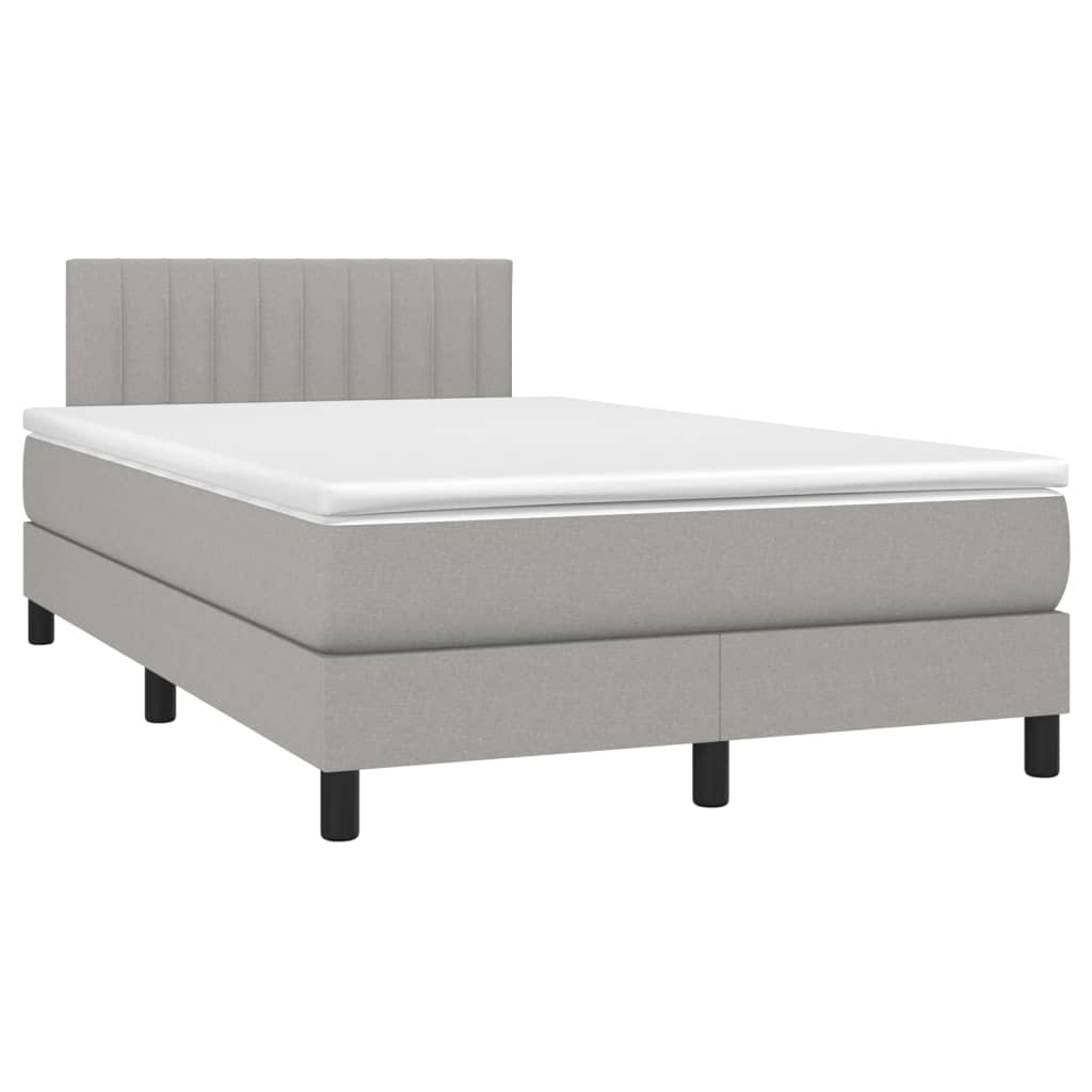 vidaXL Κρεβάτι Boxspring με Στρώμα Ανοιχτό Γκρι 120x190 εκ. Υφασμάτινο