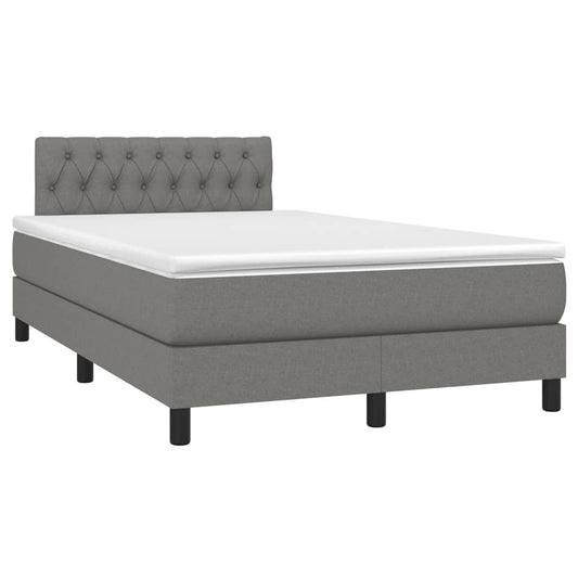 vidaXL Κρεβάτι Boxspring με Στρώμα Σκούρο Γκρι 120x190 εκ Υφασμάτινο
