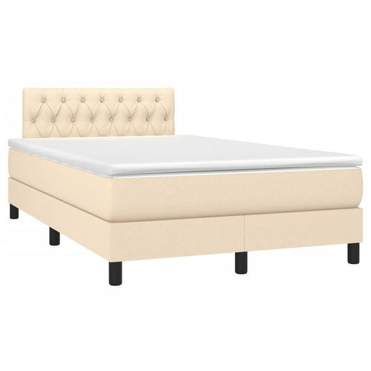 vidaXL Κρεβάτι Boxspring με Στρώμα Κρεμ 120x190 εκ. Υφασμάτινο