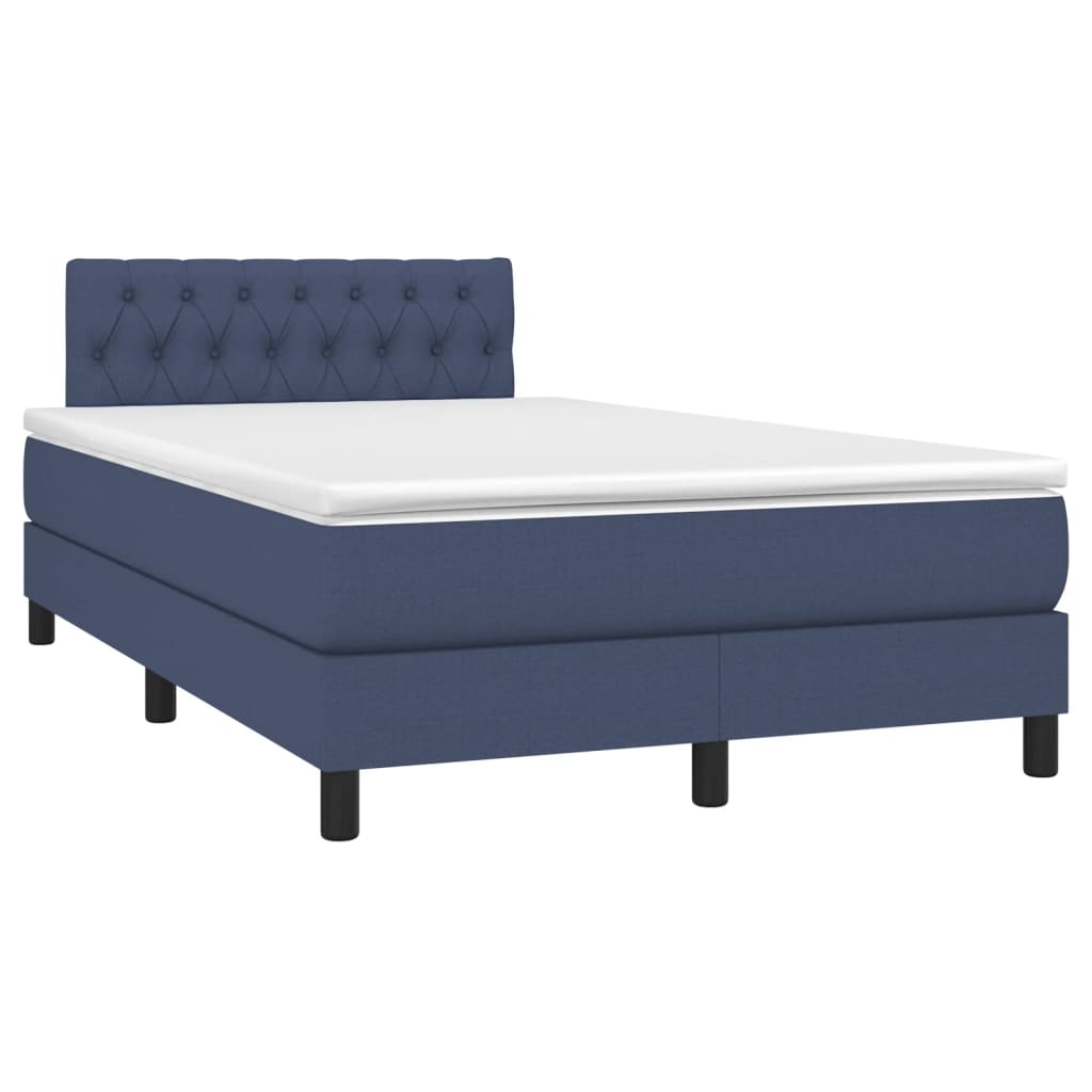 vidaXL Κρεβάτι Boxspring με Στρώμα Μπλε 120x190 εκ. Υφασμάτινο