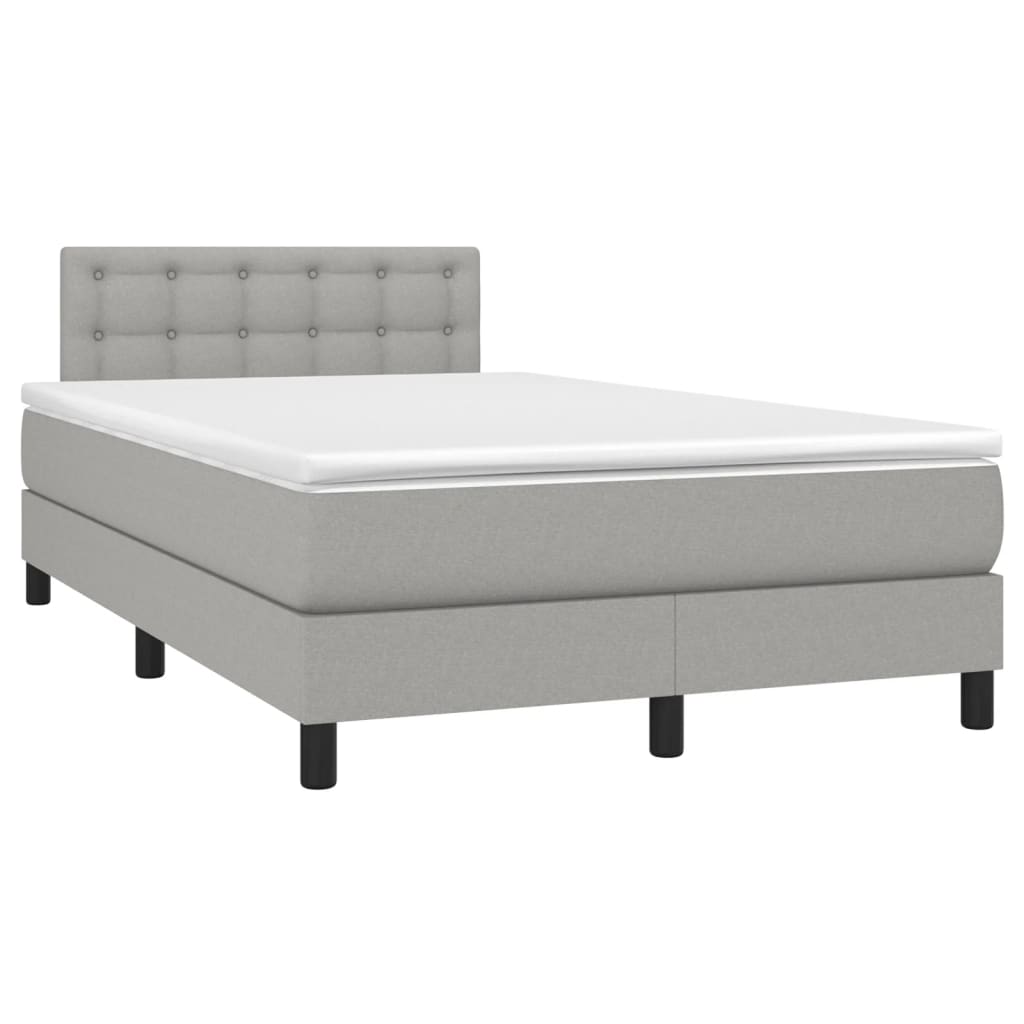vidaXL Κρεβάτι Boxspring με Στρώμα Ανοιχτό Γκρι 120x190 εκ. Υφασμάτινο