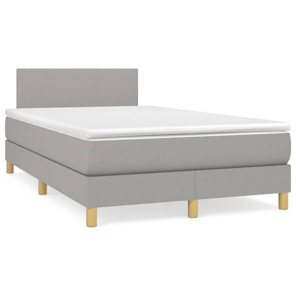 vidaXL Κρεβάτι Boxspring με Στρώμα Ανοιχτό Γκρι 120x190 εκ. Υφασμάτινο