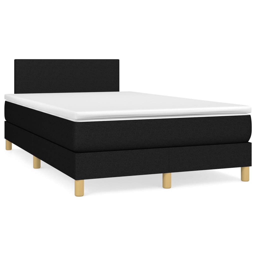 vidaXL Κρεβάτι Boxspring με Στρώμα Μαύρο 120x190 εκ. Υφασμάτινο