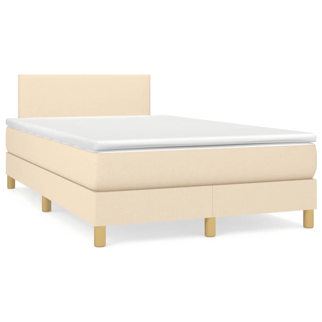 vidaXL Κρεβάτι Boxspring με Στρώμα Κρεμ 120x190 εκ. Υφασμάτινο