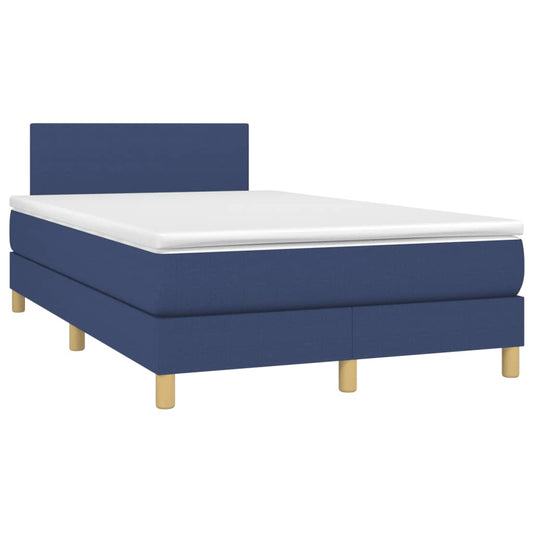 vidaXL Κρεβάτι Boxspring με Στρώμα Μπλε 120x190 εκ. Υφασμάτινο