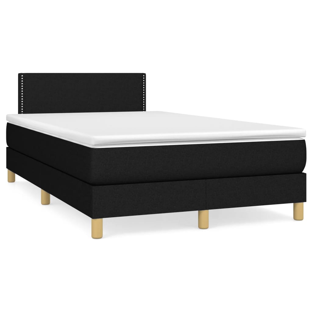 vidaXL Κρεβάτι Boxspring με Στρώμα Μαύρο 120x190 εκ. Υφασμάτινο