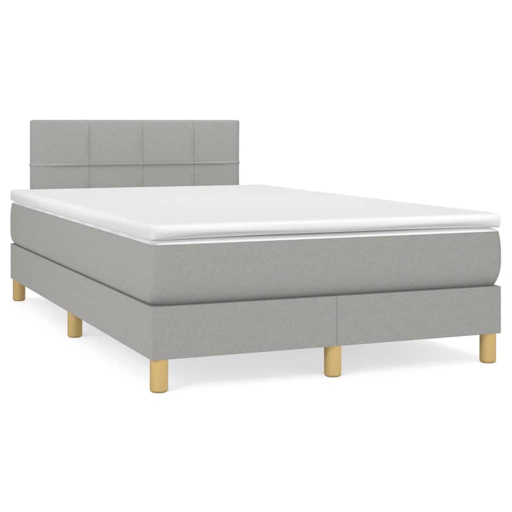 vidaXL Κρεβάτι Boxspring με Στρώμα Ανοιχτό Γκρι 120x190 εκ. Υφασμάτινο