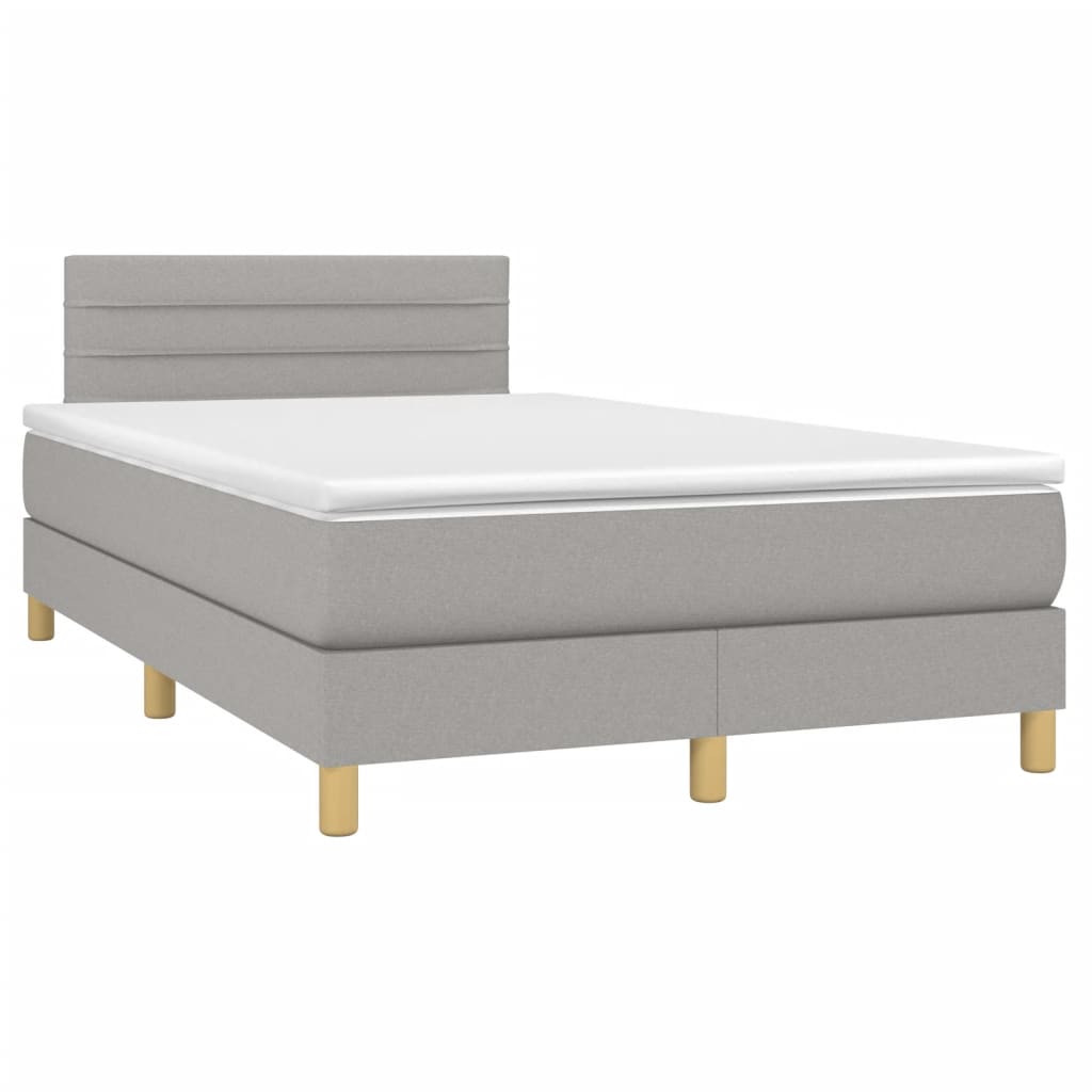 vidaXL Κρεβάτι Boxspring με Στρώμα Ανοιχτό Γκρι 120x190 εκ. Υφασμάτινο