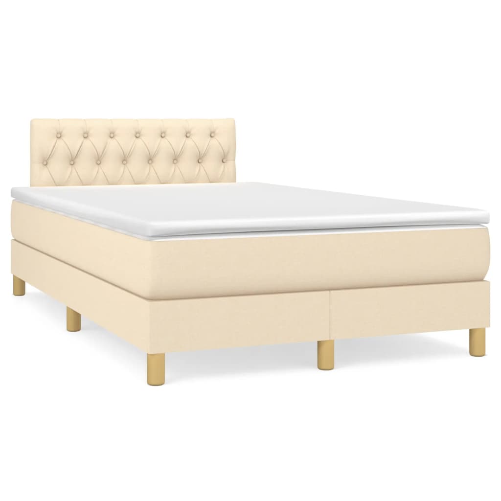 vidaXL Κρεβάτι Boxspring με Στρώμα Κρεμ 120x190 εκ. Υφασμάτινο