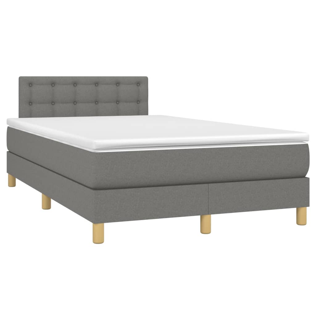 vidaXL Κρεβάτι Boxspring με Στρώμα Σκούρο Γκρι 120x190 εκ Υφασμάτινο