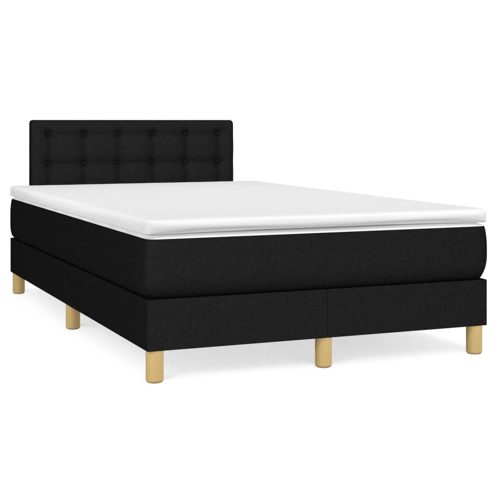 vidaXL Κρεβάτι Boxspring με Στρώμα Μαύρο 120x190 εκ. Υφασμάτινο