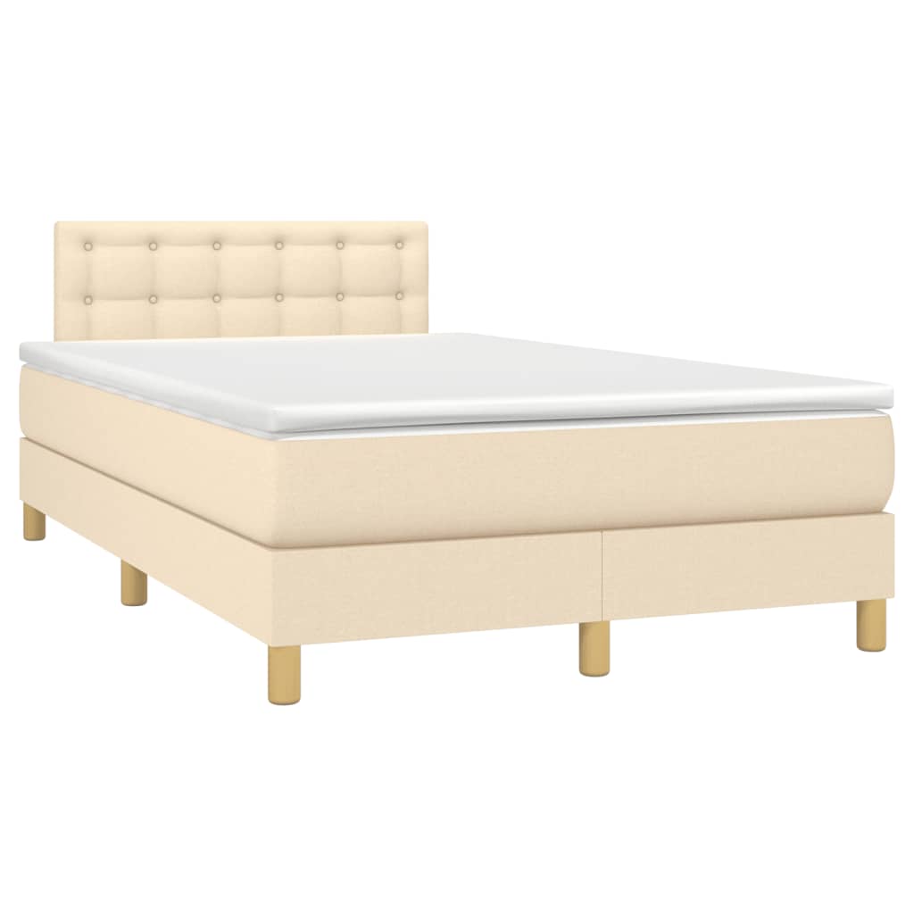 vidaXL Κρεβάτι Boxspring με Στρώμα Κρεμ 120x190 εκ. Υφασμάτινο