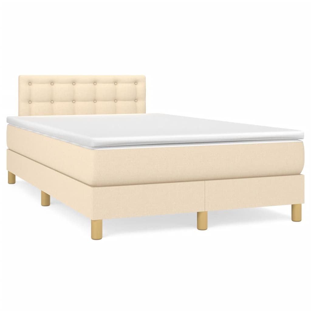 vidaXL Κρεβάτι Boxspring με Στρώμα Κρεμ 120x190 εκ. Υφασμάτινο