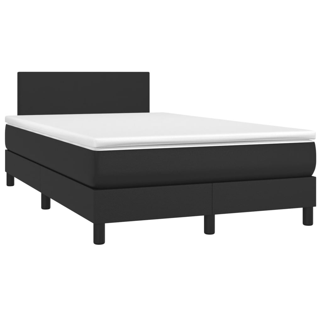 vidaXL Κρεβάτι Boxspring με Στρώμα Μαύρο 120x190εκ.από Συνθετικό Δέρμα