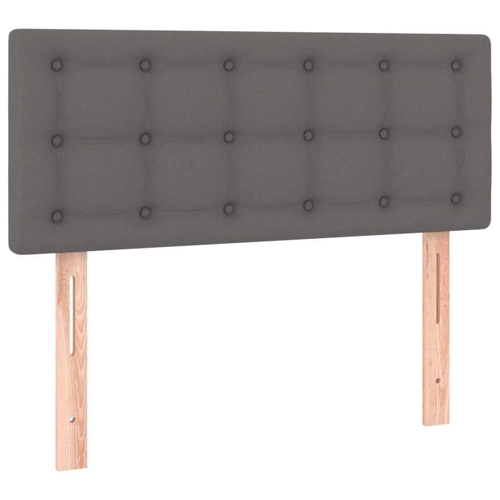 vidaXL Κρεβάτι Boxspring με Στρώμα Γκρι 120x190εκ. από Συνθετικό Δέρμα
