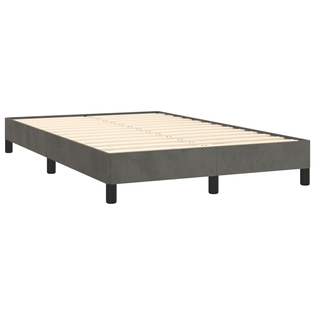 vidaXL Κρεβάτι Boxspring με Στρώμα Σκούρο Γκρι 120x190 εκ. Βελούδινο