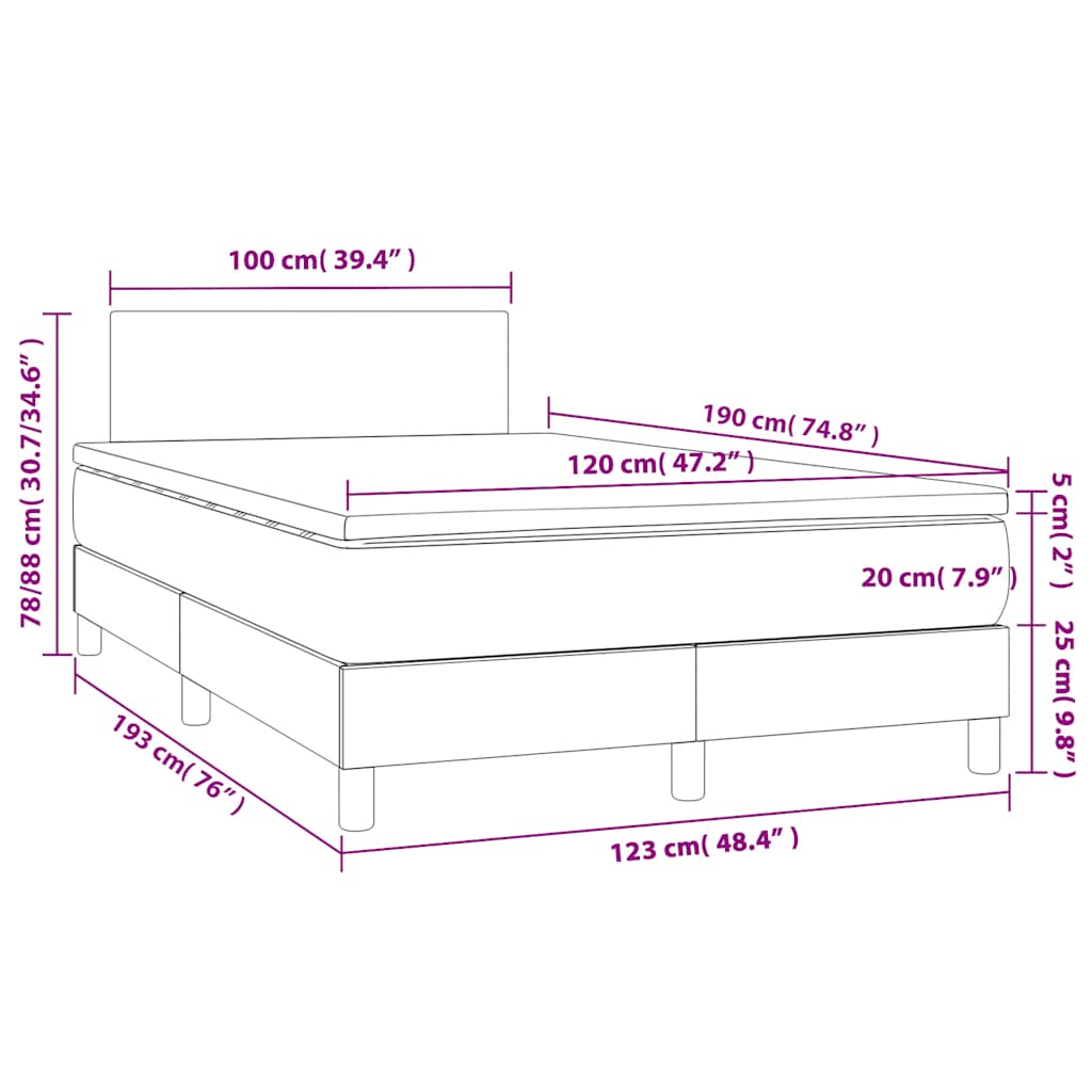 vidaXL Κρεβάτι Boxspring με Στρώμα Σκούρο Πράσινο 120x190εκ. Βελούδινο