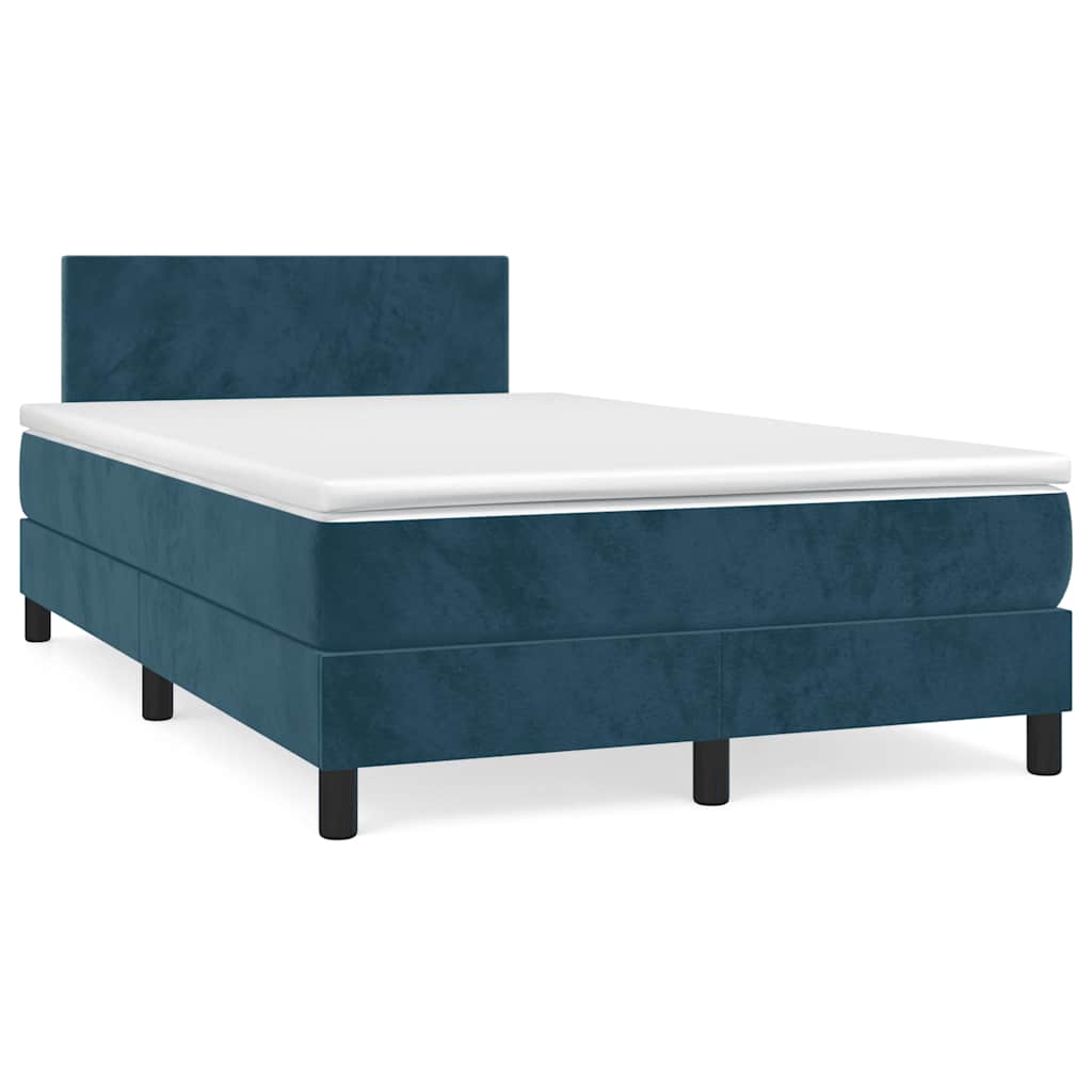 vidaXL Κρεβάτι Boxspring με Στρώμα Σκούρο Μπλε 120x190 εκ. Βελούδινο
