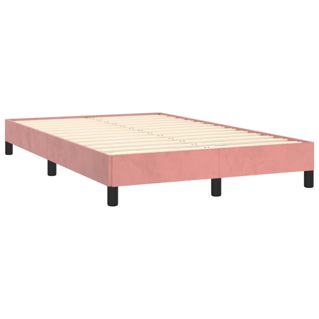 vidaXL Κρεβάτι Boxspring με Στρώμα Ροζ 120x190 εκ. Βελούδινο