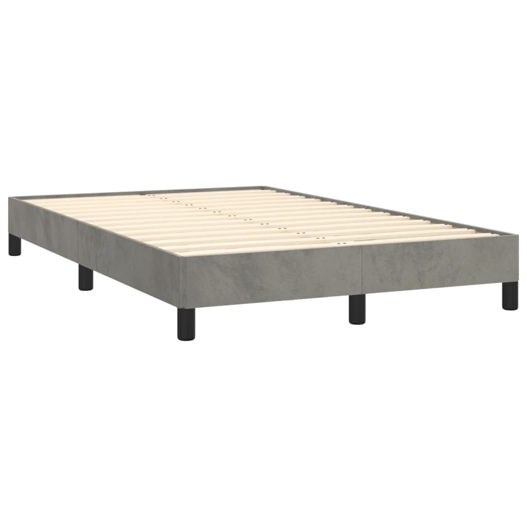 vidaXL Κρεβάτι Boxspring με Στρώμα Ανοιχτό Γκρι 120x190 εκ. Βελούδινο