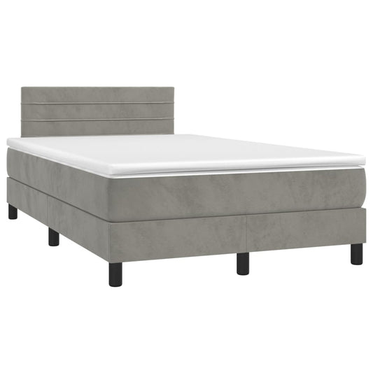 vidaXL Κρεβάτι Boxspring με Στρώμα Ανοιχτό Γκρι 120x190 εκ. Βελούδινο