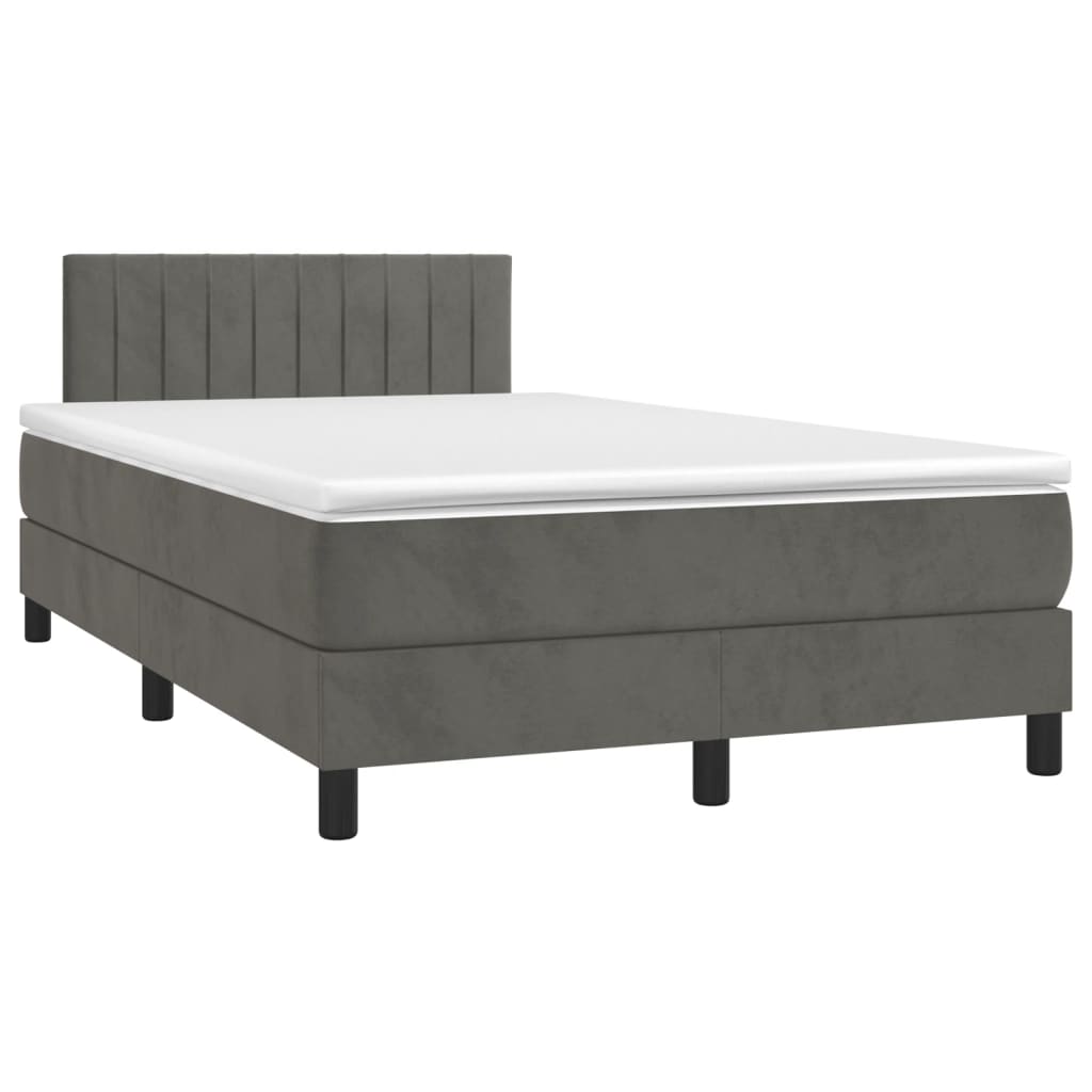 vidaXL Κρεβάτι Boxspring με Στρώμα Σκούρο Γκρι 120x190 εκ. Βελούδινο