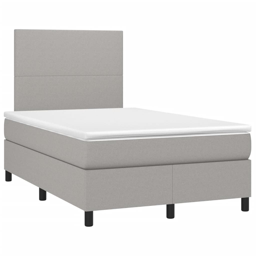 vidaXL Κρεβάτι Boxspring με Στρώμα Ανοιχτό Γκρι 120x190 εκ. Υφασμάτινο
