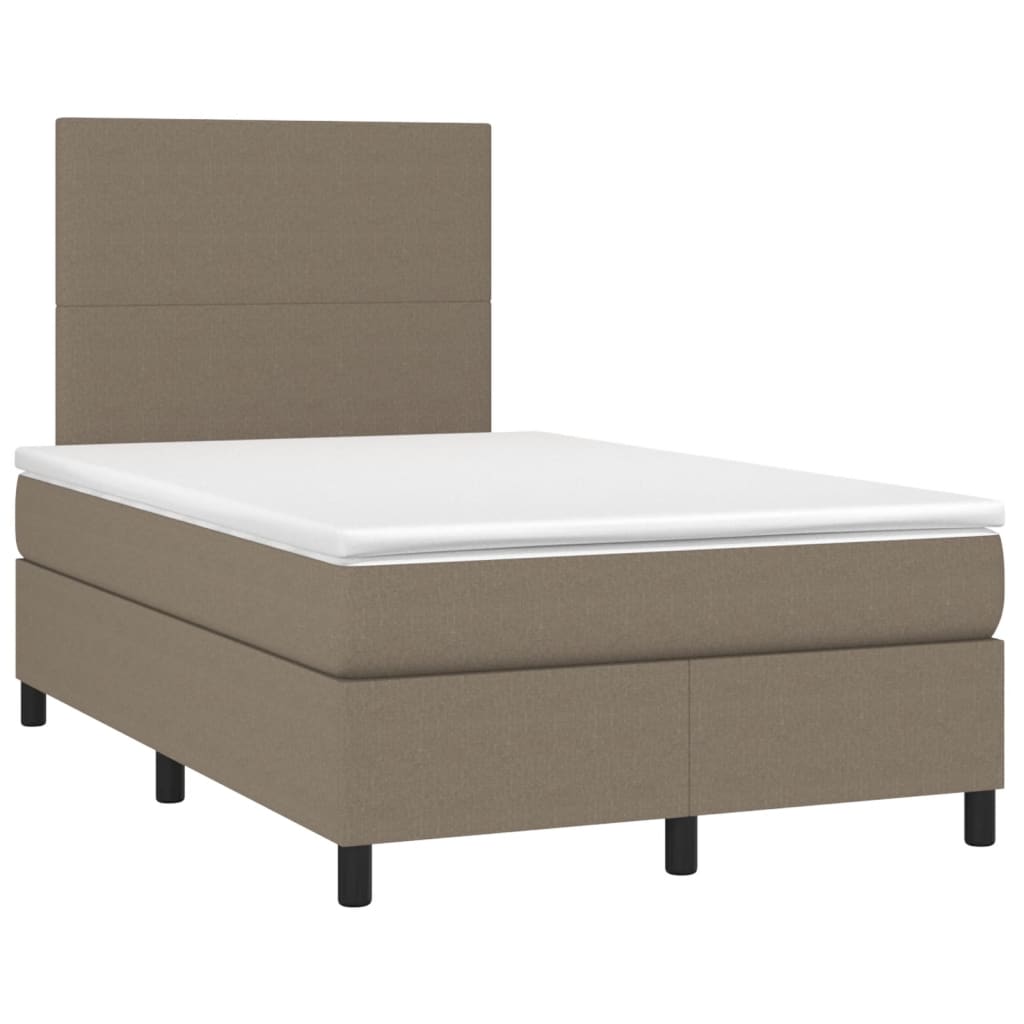 vidaXL Κρεβάτι Boxspring με Στρώμα Taupe 120x190 εκ. Υφασμάτινο